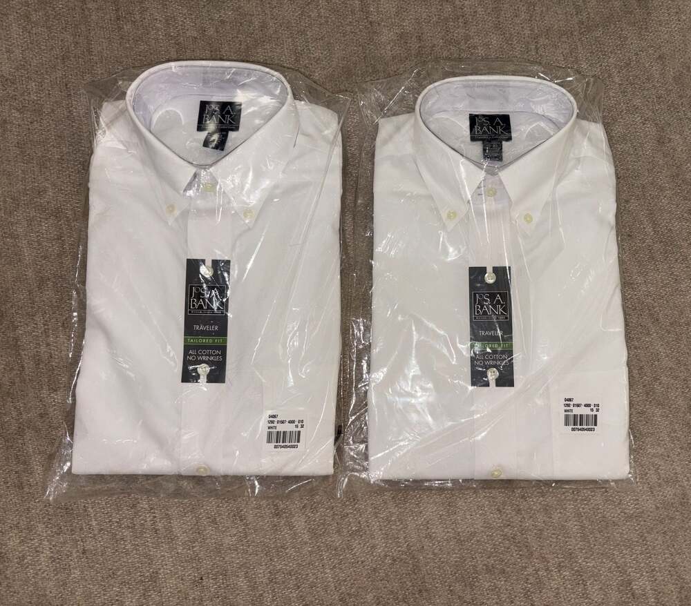 NEW Jos. A. Bank Dress Shirt Bundle (2) | 15 x 32 | White | NWT